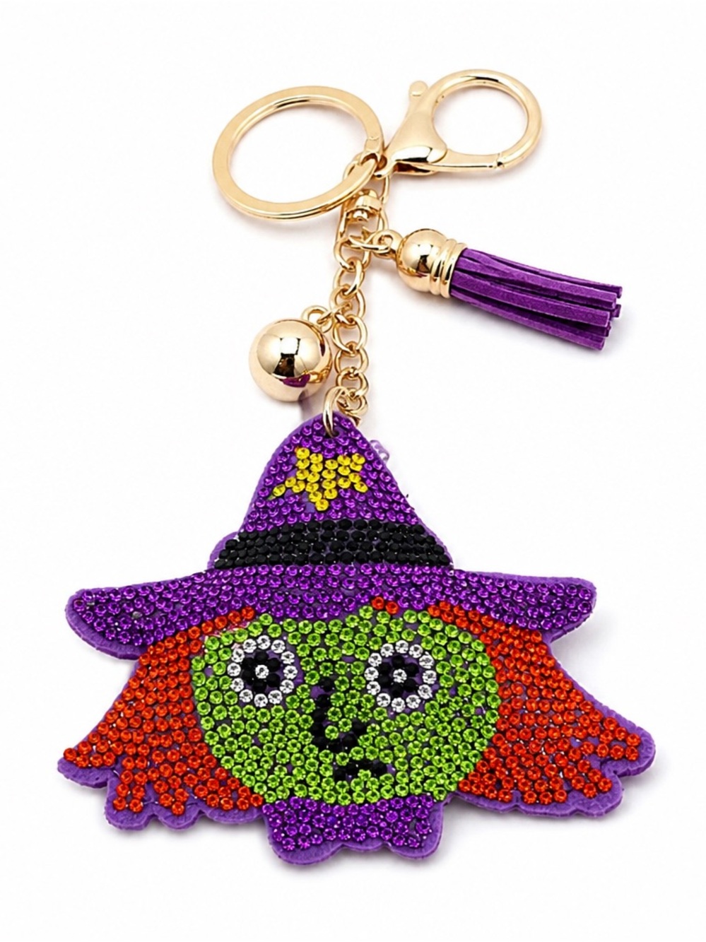 Rhinestone Halloween Witch Keyring bag backpack charm Halloween